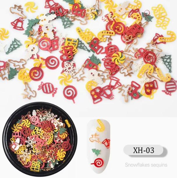 Hot Recommended Nail Art Accessories Christmas Nail Art Sequins XH03 (1 small bottle)
