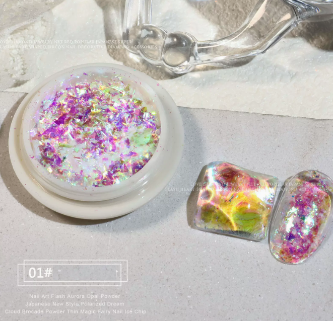 Hot Recommended Nail Art High Sparkle Aurora Opal Powder 01# (Small Bottle) ~ 06# Please contact customer service for delivery style after placing an order