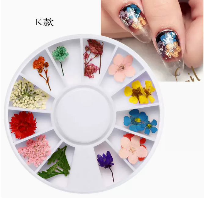 Hot Recommended Nail Art Accessories Dried Flowers Type K (12-Gate Box)