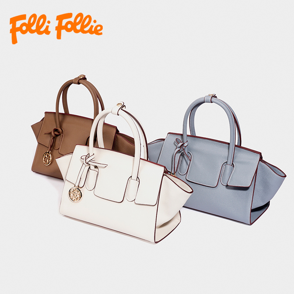 【Folli Follie 芙麗芙麗】 2321 牛皮大號耳朵包 四葉 幸運草 暗格