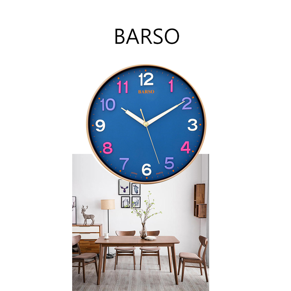 【BARSO】BS-803 玫瑰金 立體彩字 掛鐘