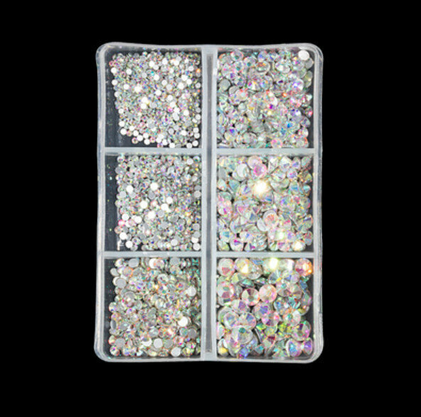 Hot Recommended Nail Art Flat Bottom Diamonds [Silver Bottom AB Diamonds (About 1688 Pieces)]