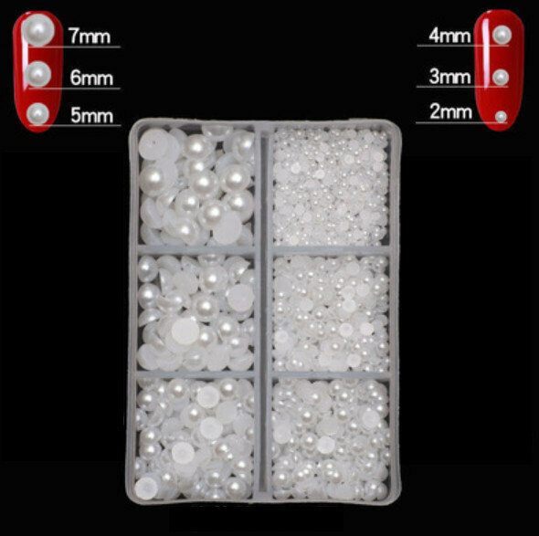 Hotly Recommended Nail Art Flat Bottom Diamond [Pure White Pearls (Approximately 1246 Pieces)]