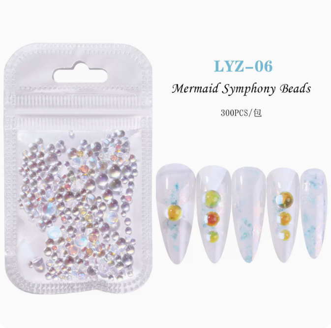 Hot Recommended Nail Art Accessories Mermaid Pearls 300 Pieces (No. 06)