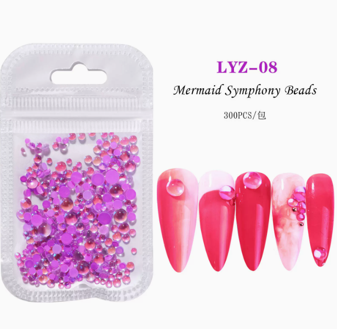Hot Recommended Nail Art Accessories Mermaid Pearls 300 Pieces (No. 08)
