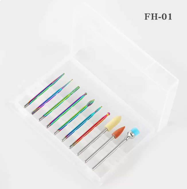 新款美甲鎢鋼合金幻彩打磨頭套裝FH-01