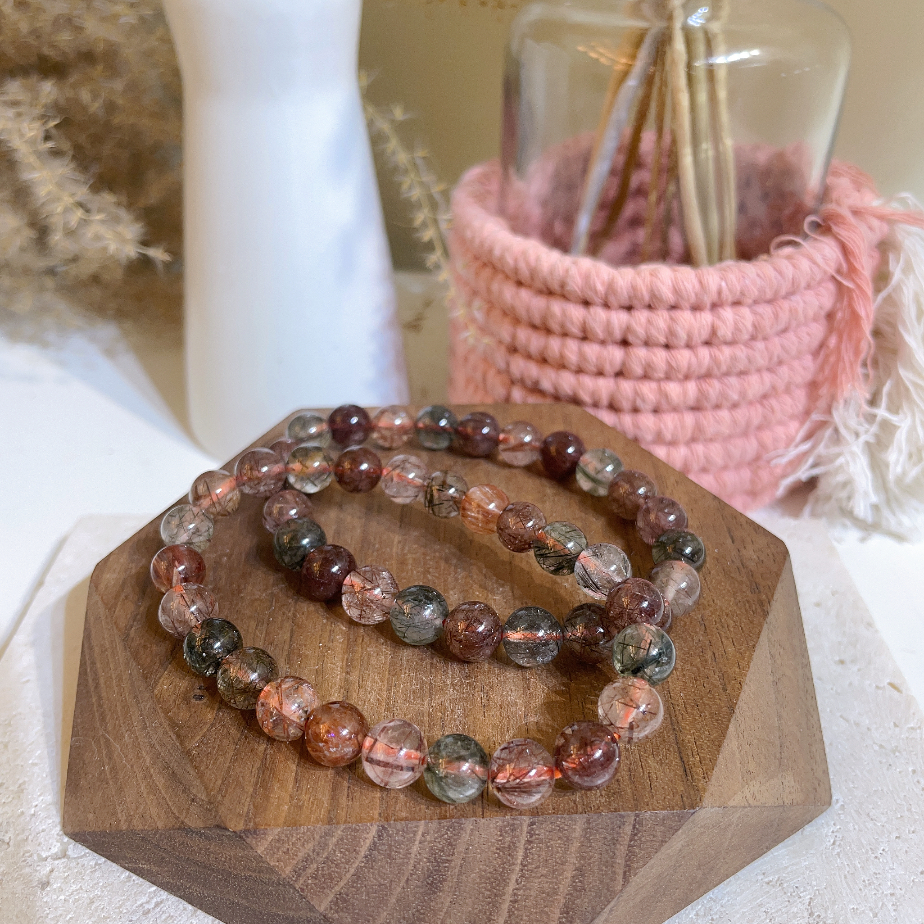 彩髮晶手串 7+mm