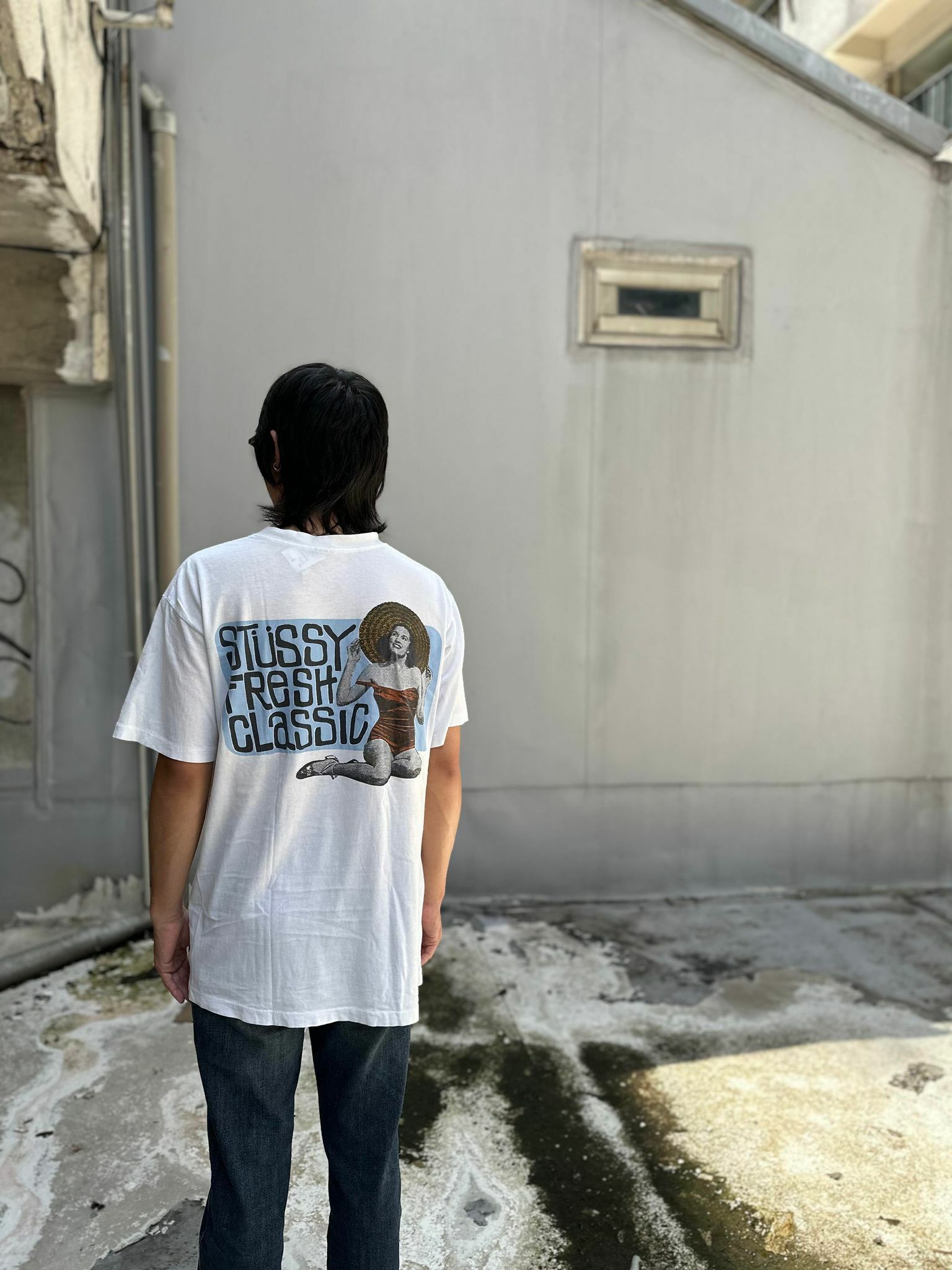 90's Stussy Fresh Classic Back Photo Print Tee Made in USA