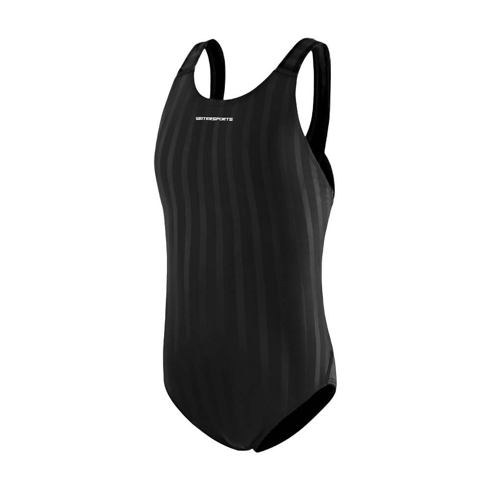 女童低抵抗潑水X背帶競賽泳衣 - 黑