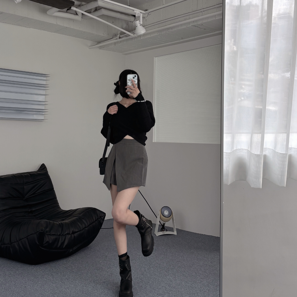 造型顯瘦A字西裝短褲裙-2色 西裝褲 短裙 (現貨)