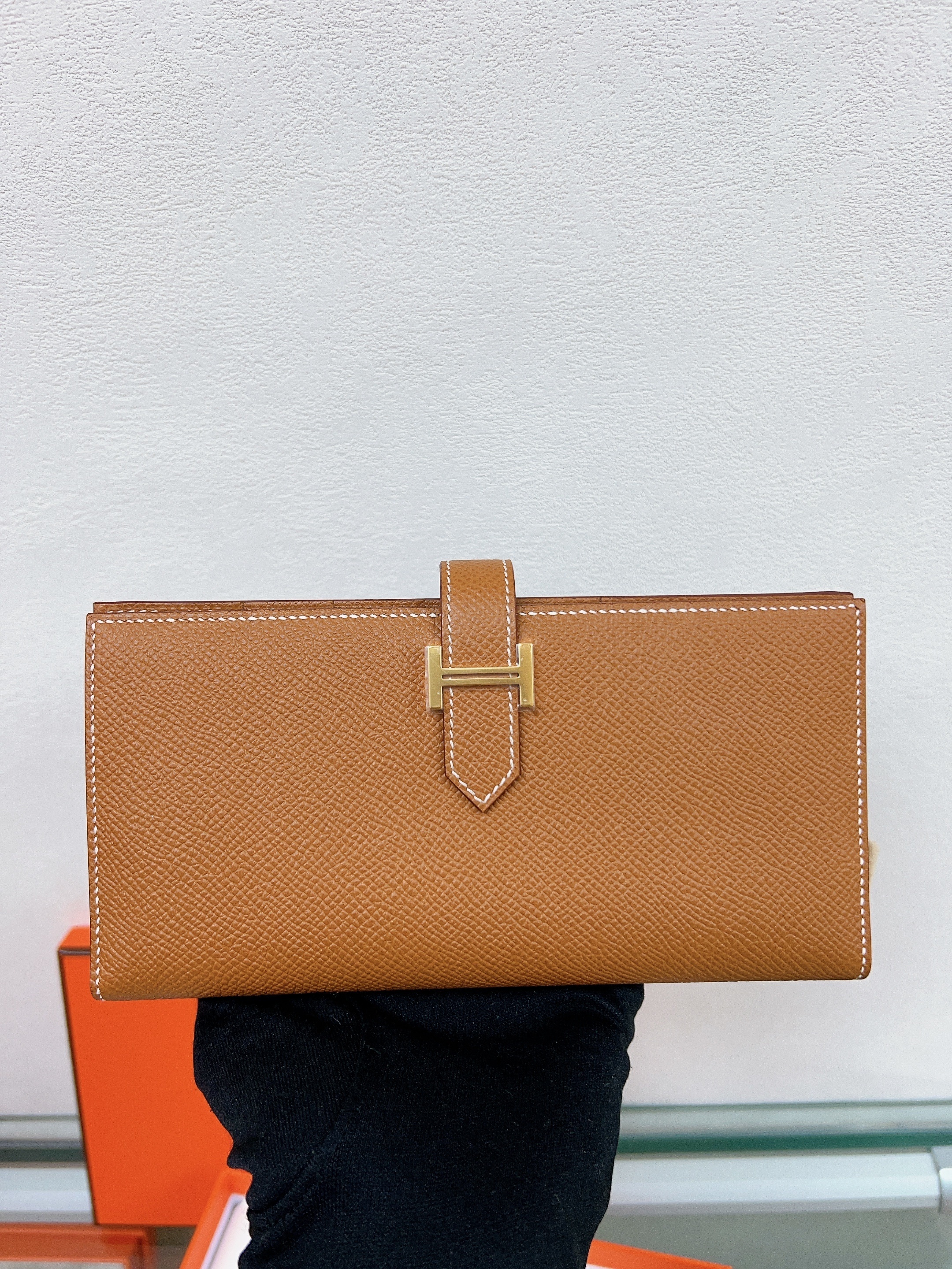 *Unused* Hermes bearn long wallet (gold GHW/ stamp w)