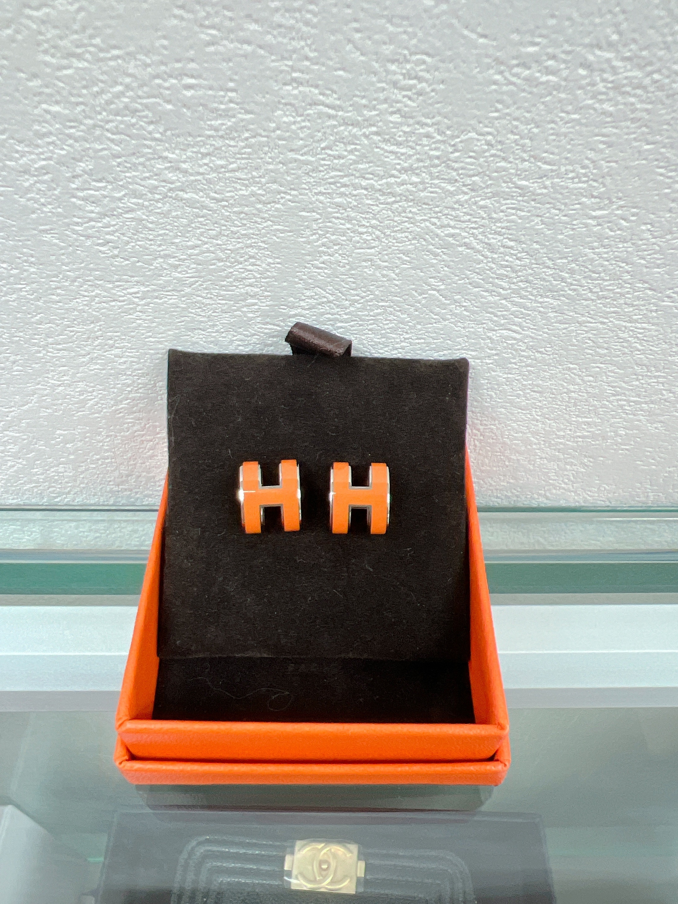 Hermes big pop h earrings (orange PHW)