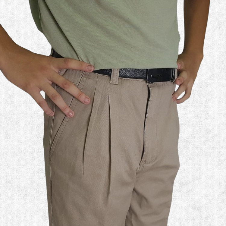 純棉微厚~四季可穿 打摺高腰直筒休閒褲 28~50吋 免費修改褲長