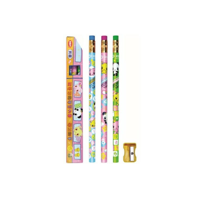 利百代 2B學前鉛筆3入+筆削 CB-205 粉