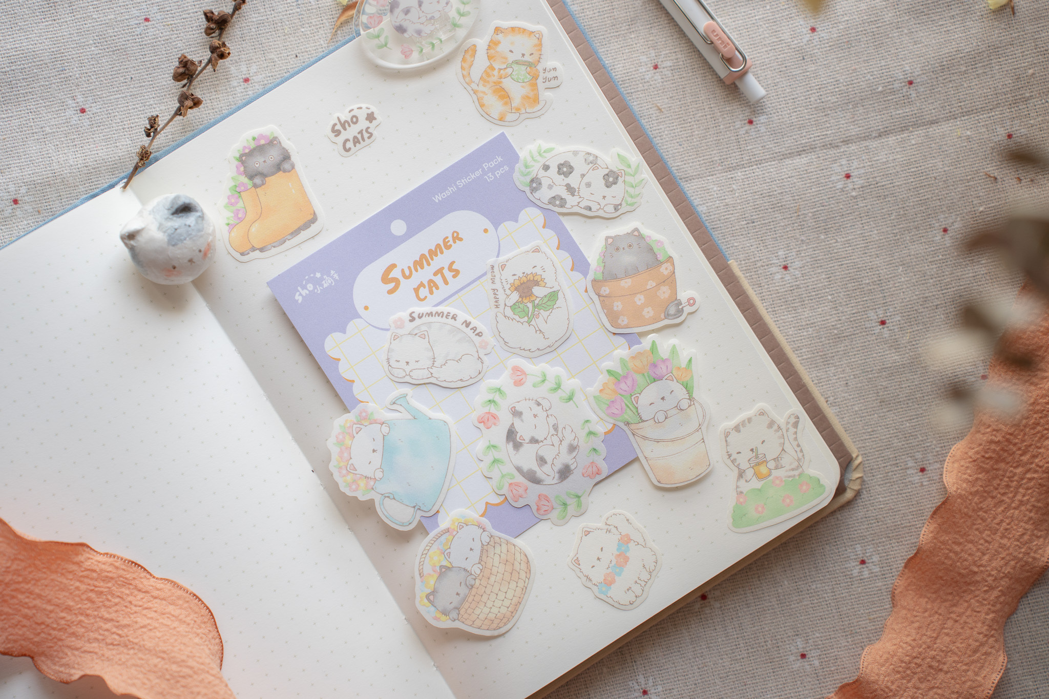 sho 小确幸．Summer Cats 和紙貼紙包