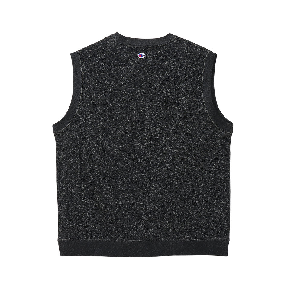 男款-CASUAL學院風雪花圓領運動背心-黑色（C3-A003-090）