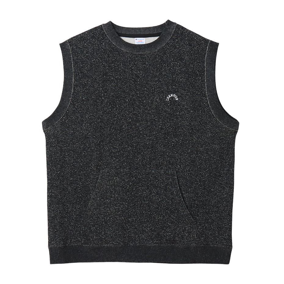 男款-CASUAL學院風雪花圓領運動背心-黑色（C3-A003-090）