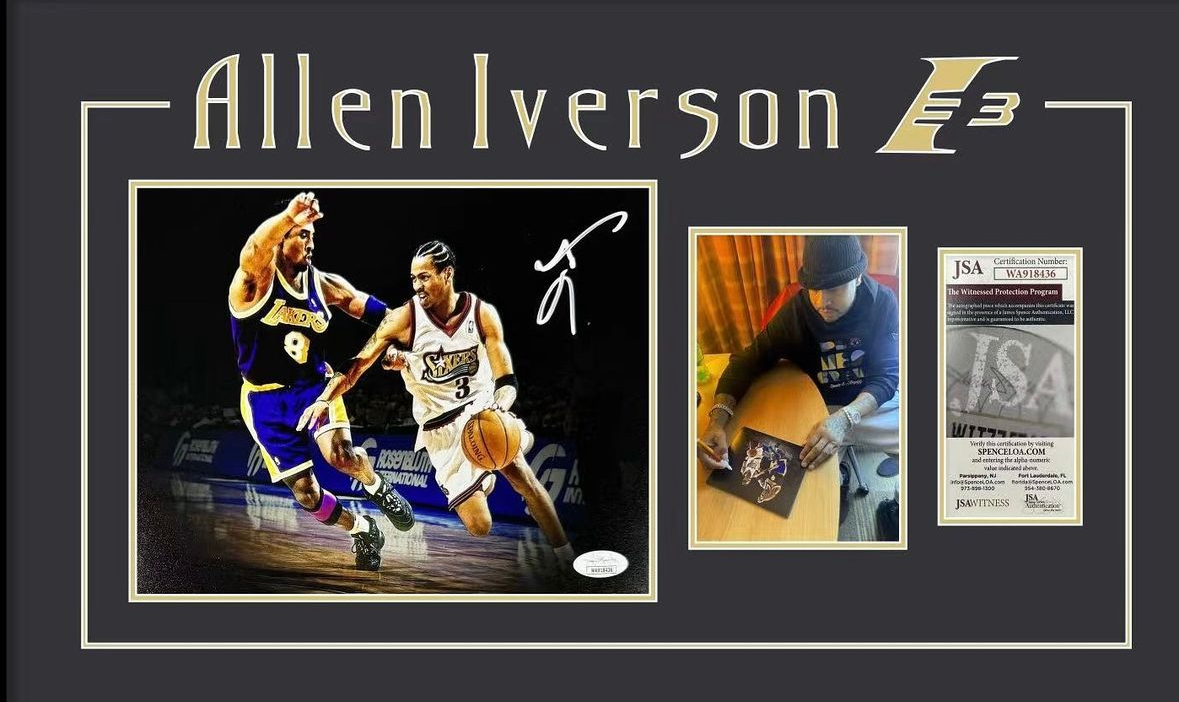 Allen Iverson autographed 8x10 photo NBA Philadelphia 76ers JSA COA 連高級裝裱