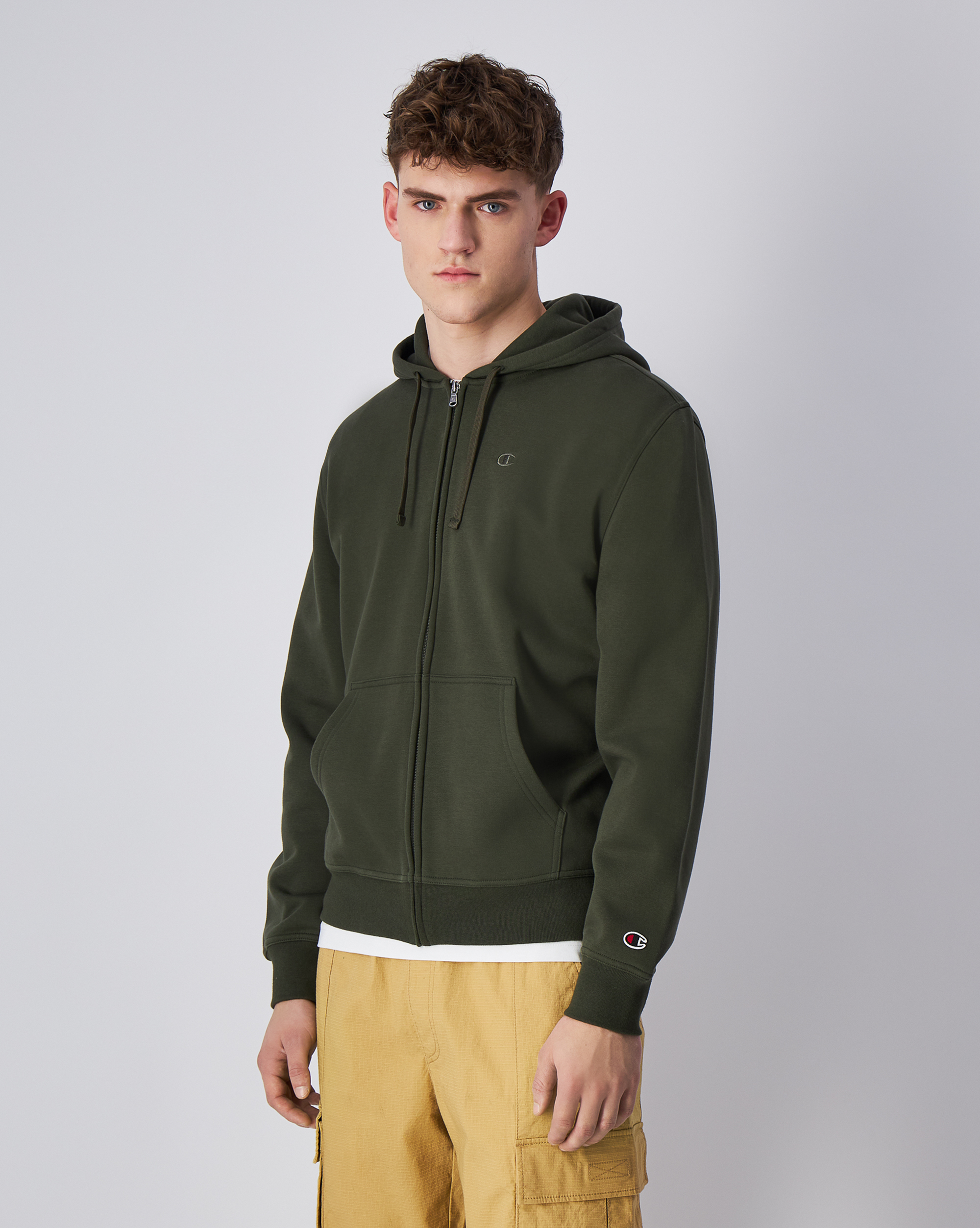 男款 -LEGACY 經典同色小刺繡連帽夾克-軍綠(220276-GS508)