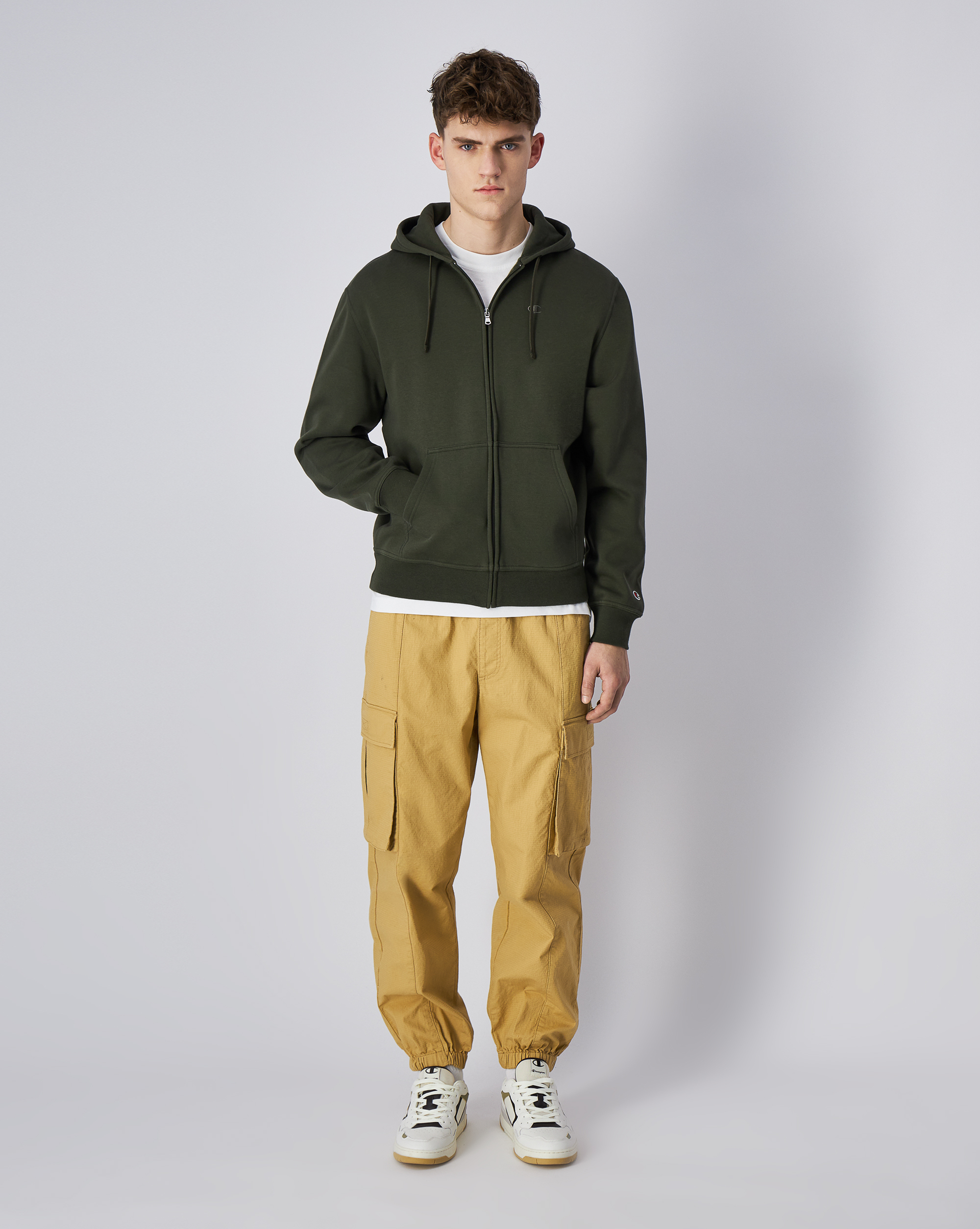 男款 -LEGACY 經典同色小刺繡連帽夾克-軍綠(220276-GS508)