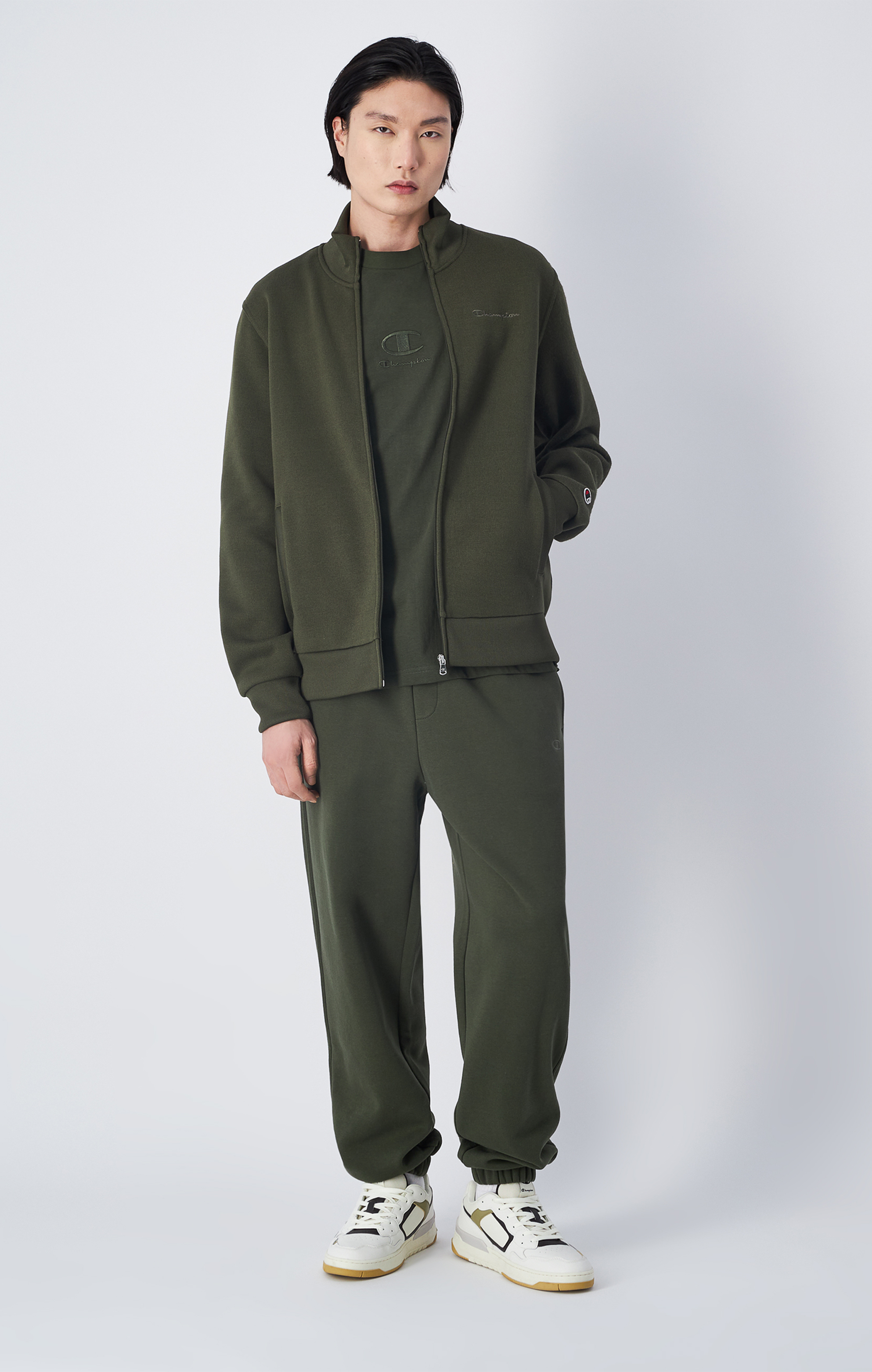 男款 -LEGACY經典運動縮口棉長褲-軍綠(220316-GS508)