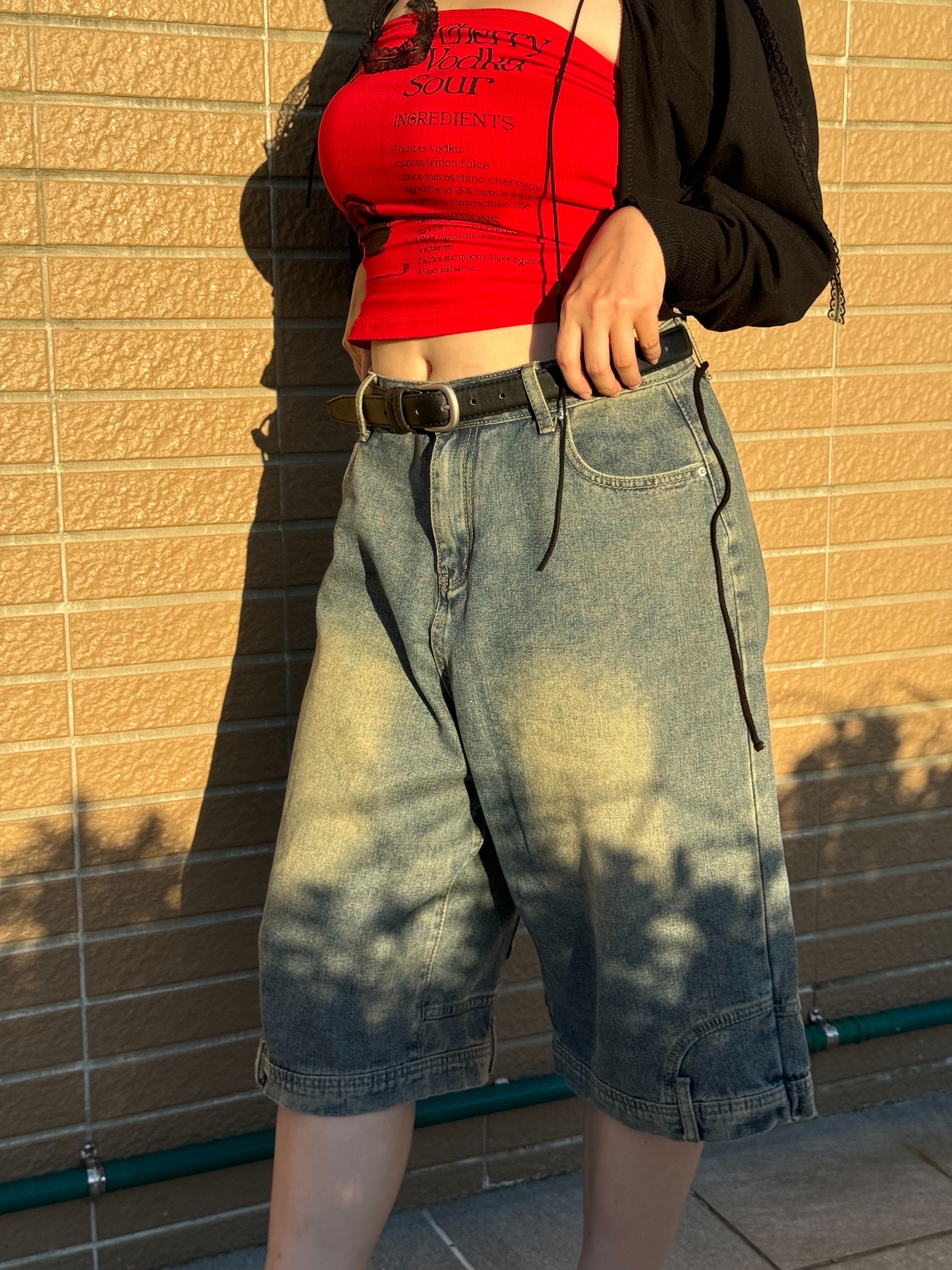 B1穿反の小男孩褲褲 牛仔六分闊腿褲