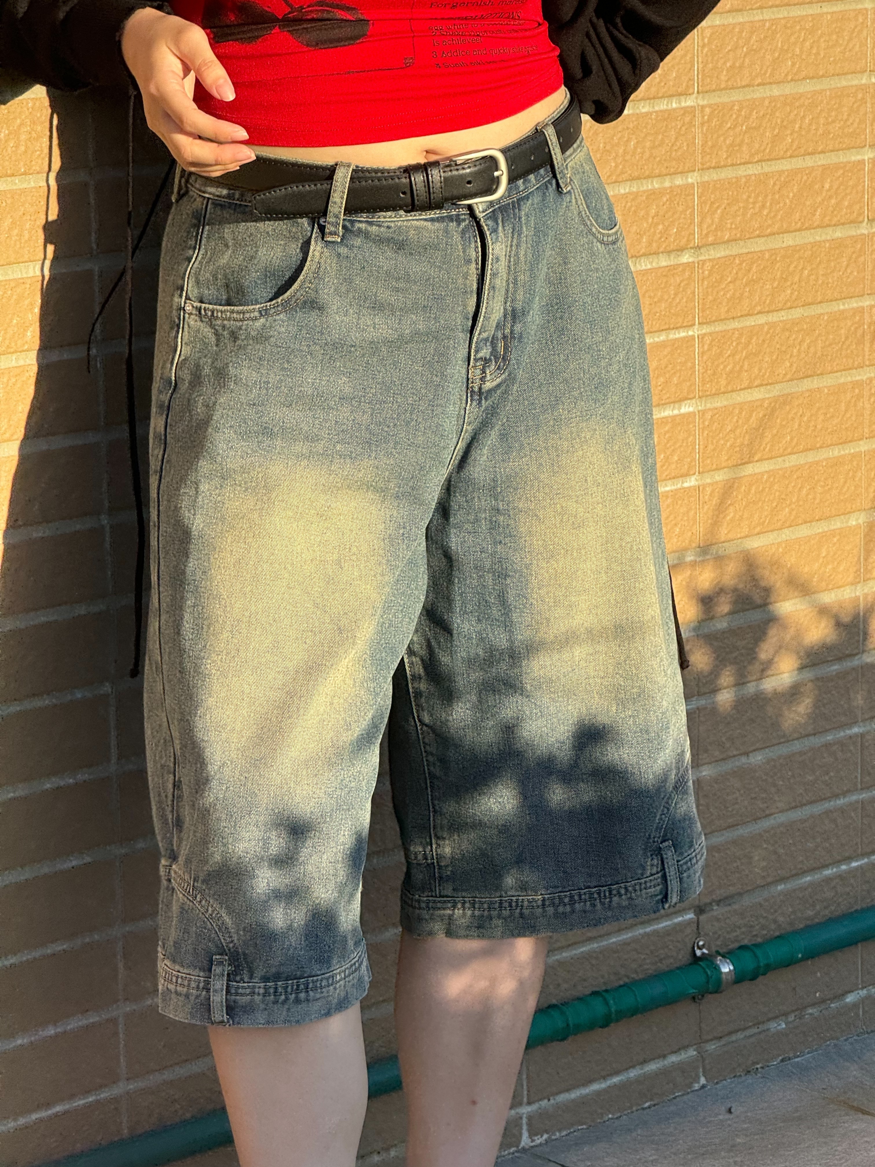 B1穿反の小男孩褲褲 牛仔六分闊腿褲