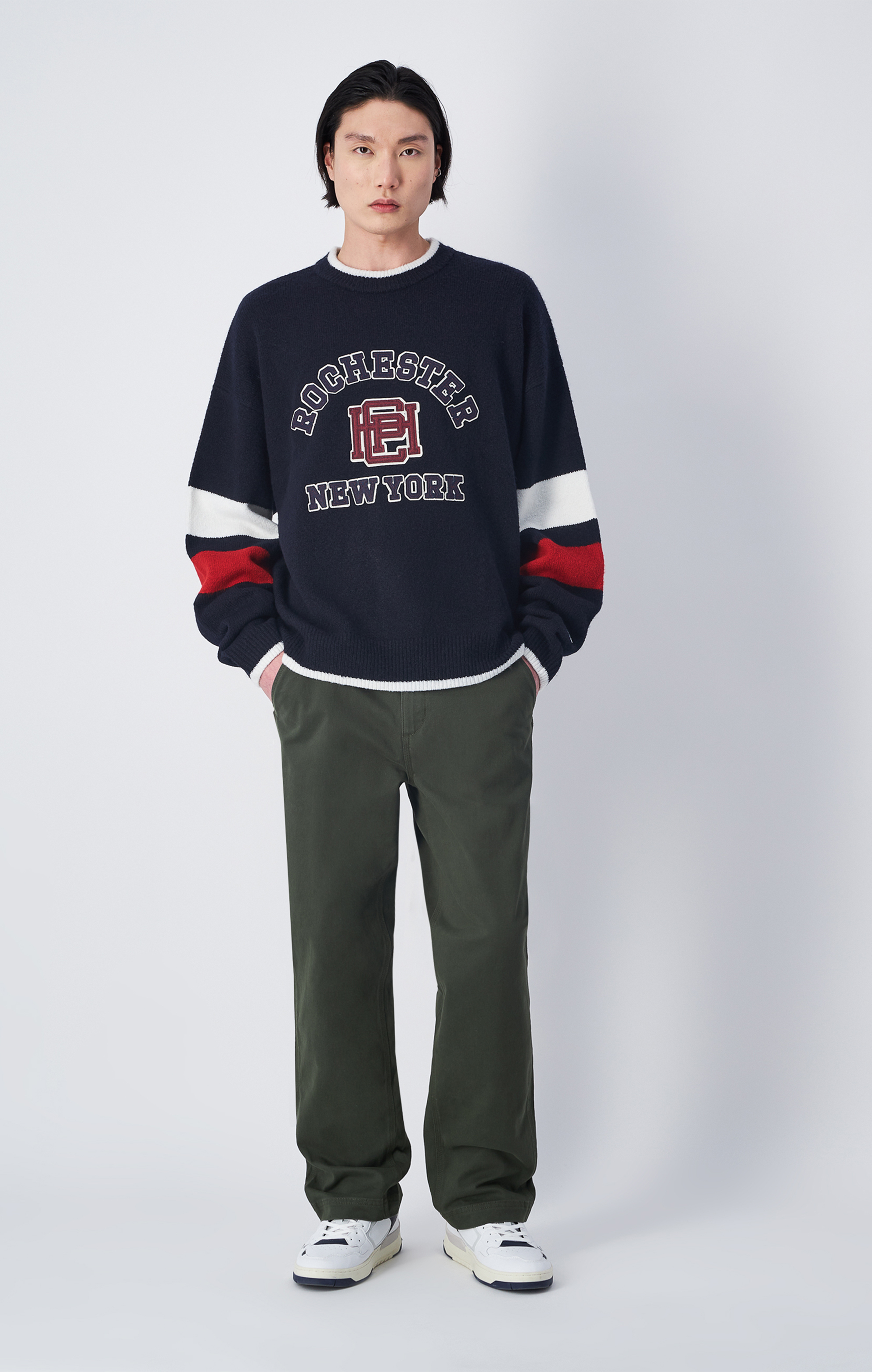 男款-ROCHESTER重水洗斜紋工作直筒長褲-軍綠 (220509-GS508)