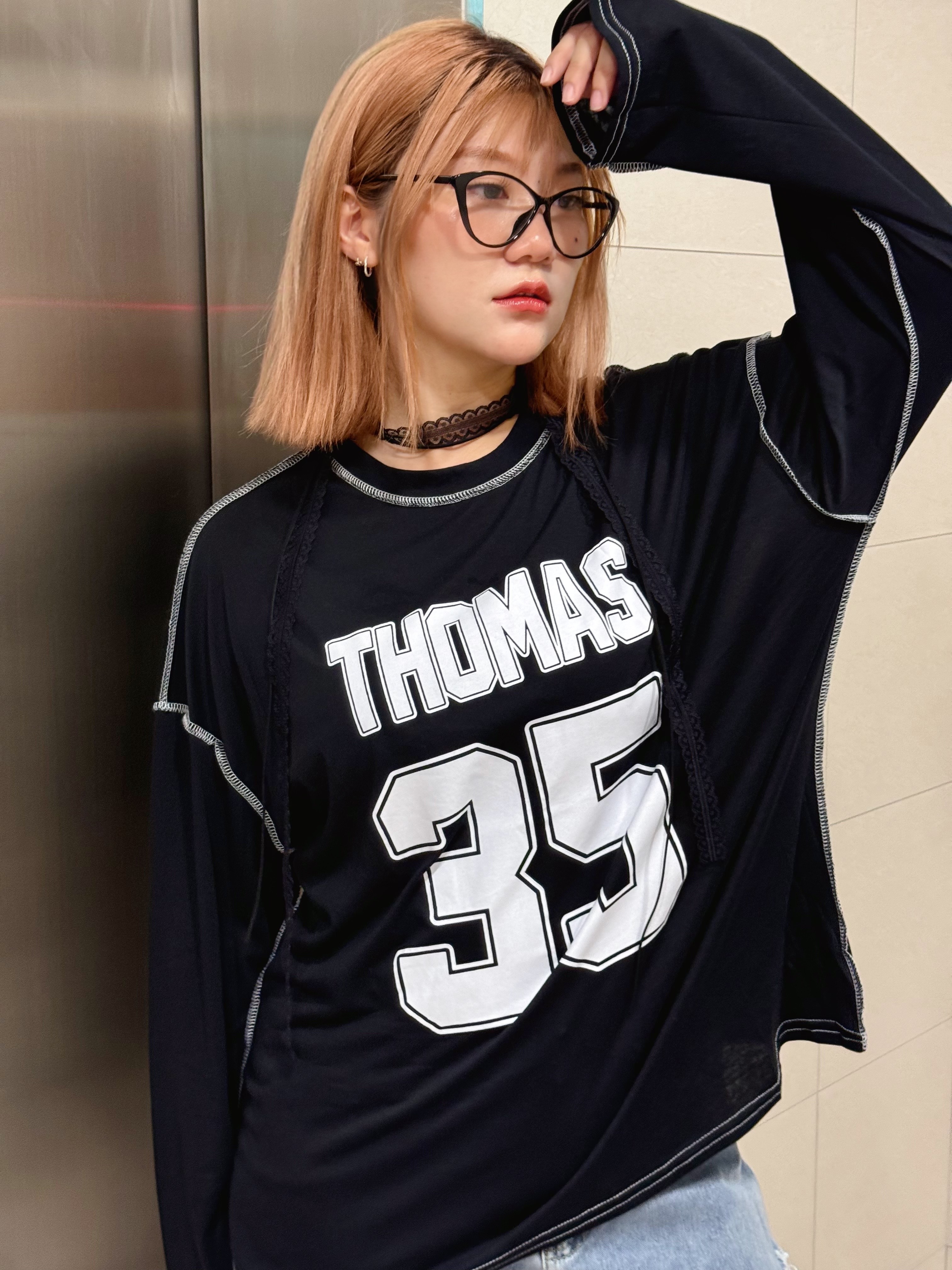 現貨A2🇺🇸美式復古 運動微透印花長tee（黑白兩色）