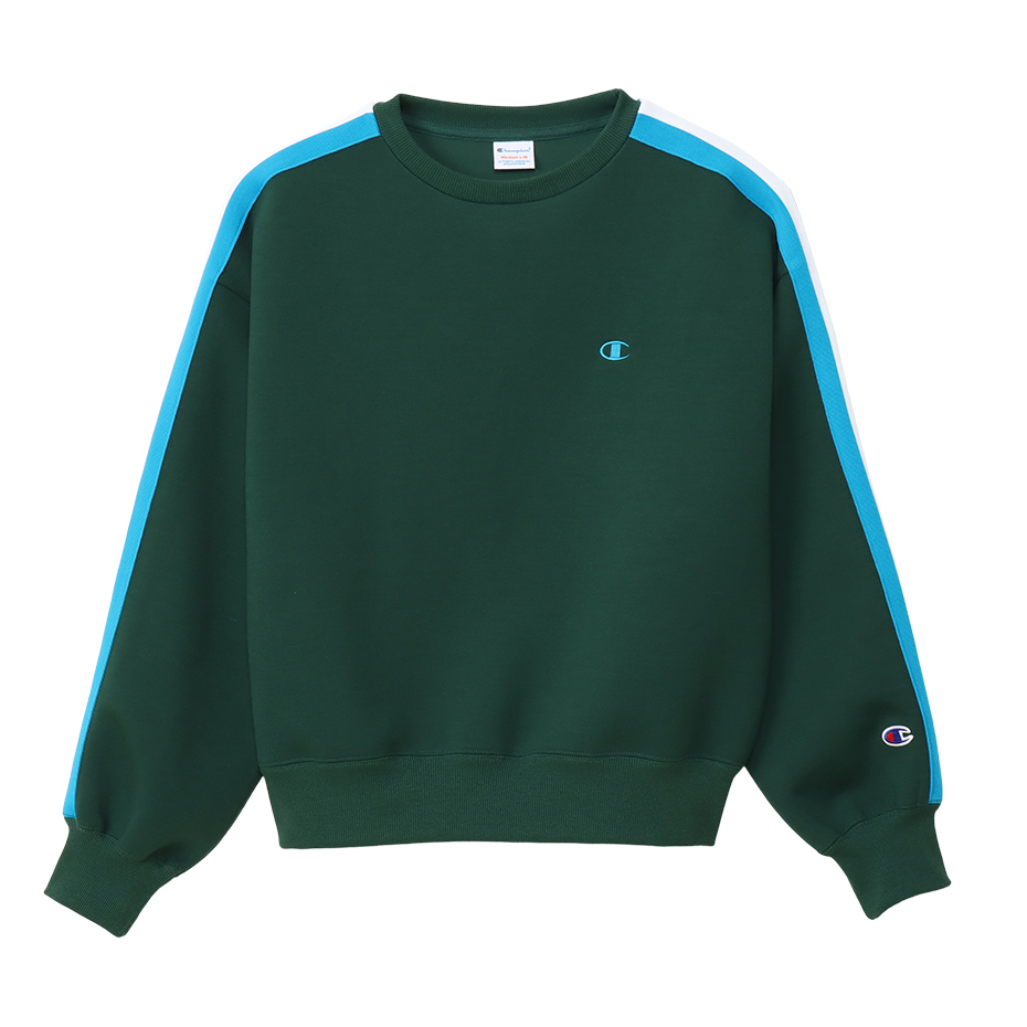 女款 -CASUAL太空棉造型織帶圓領衛衣-綠色（CW-A007-570）