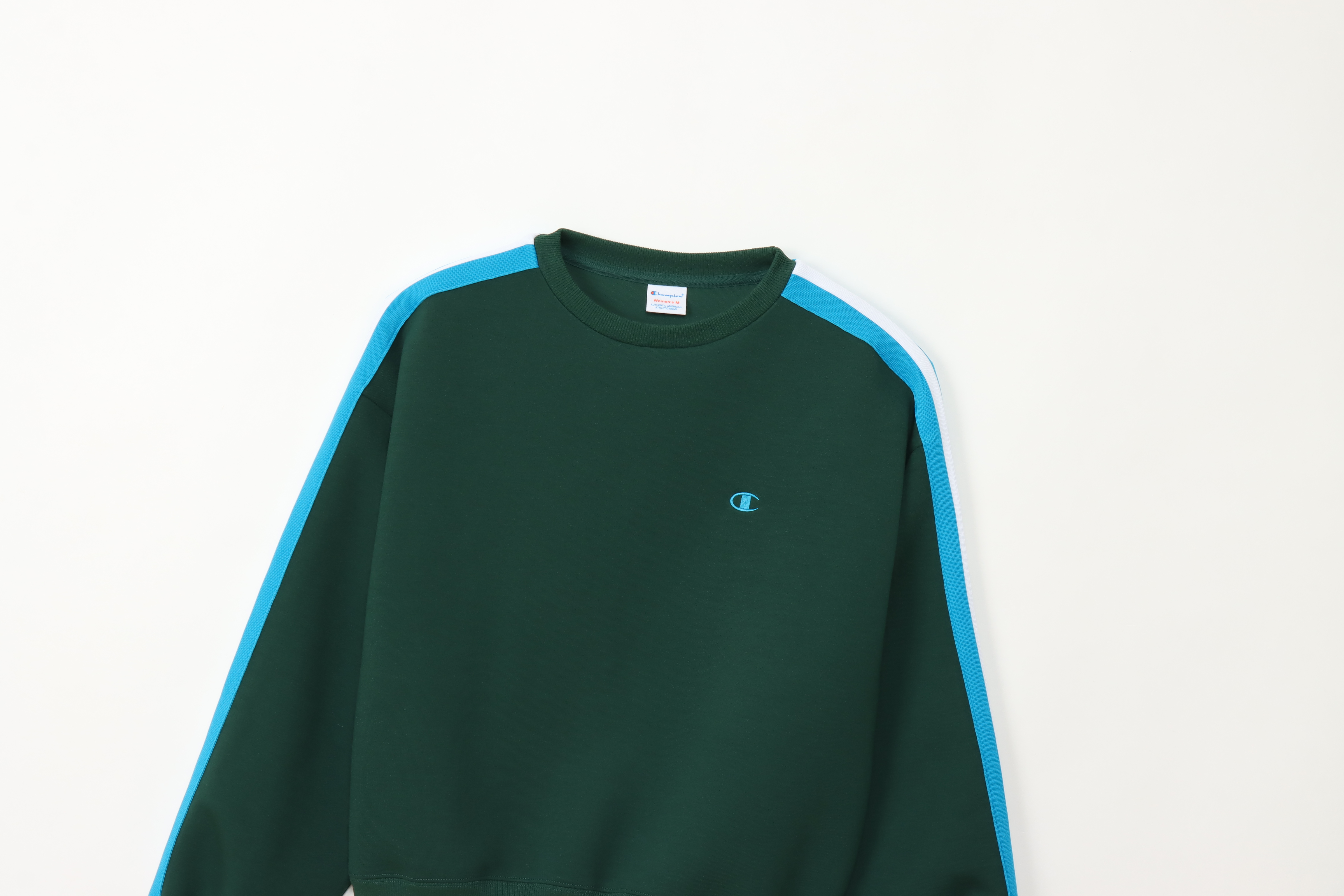 女款 -CASUAL太空棉造型織帶圓領衛衣-綠色（CW-A007-570）