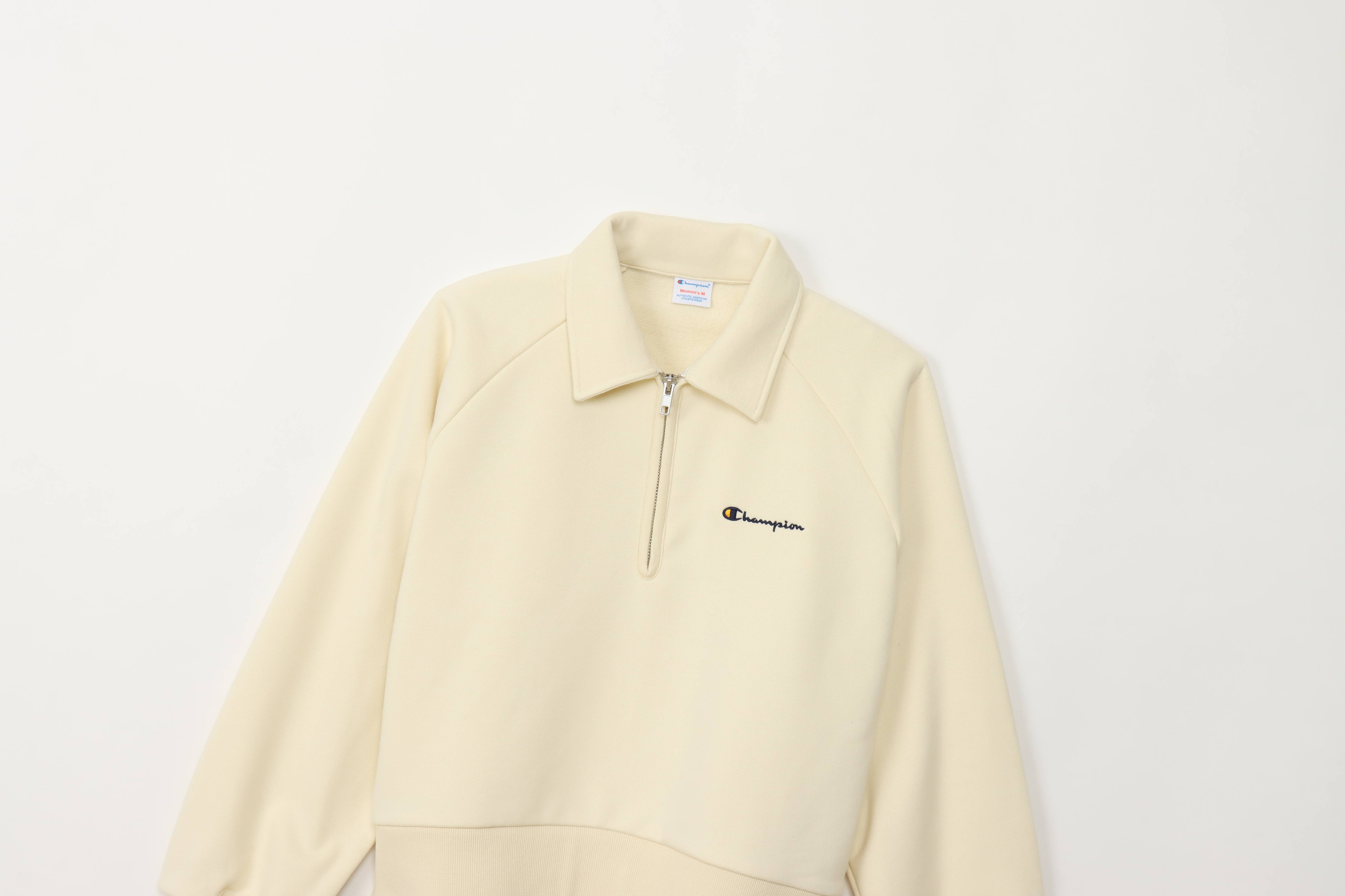 女款-CASUAL寬鬆毛圈布半開襟衛衣-米色（CW-A009-020）