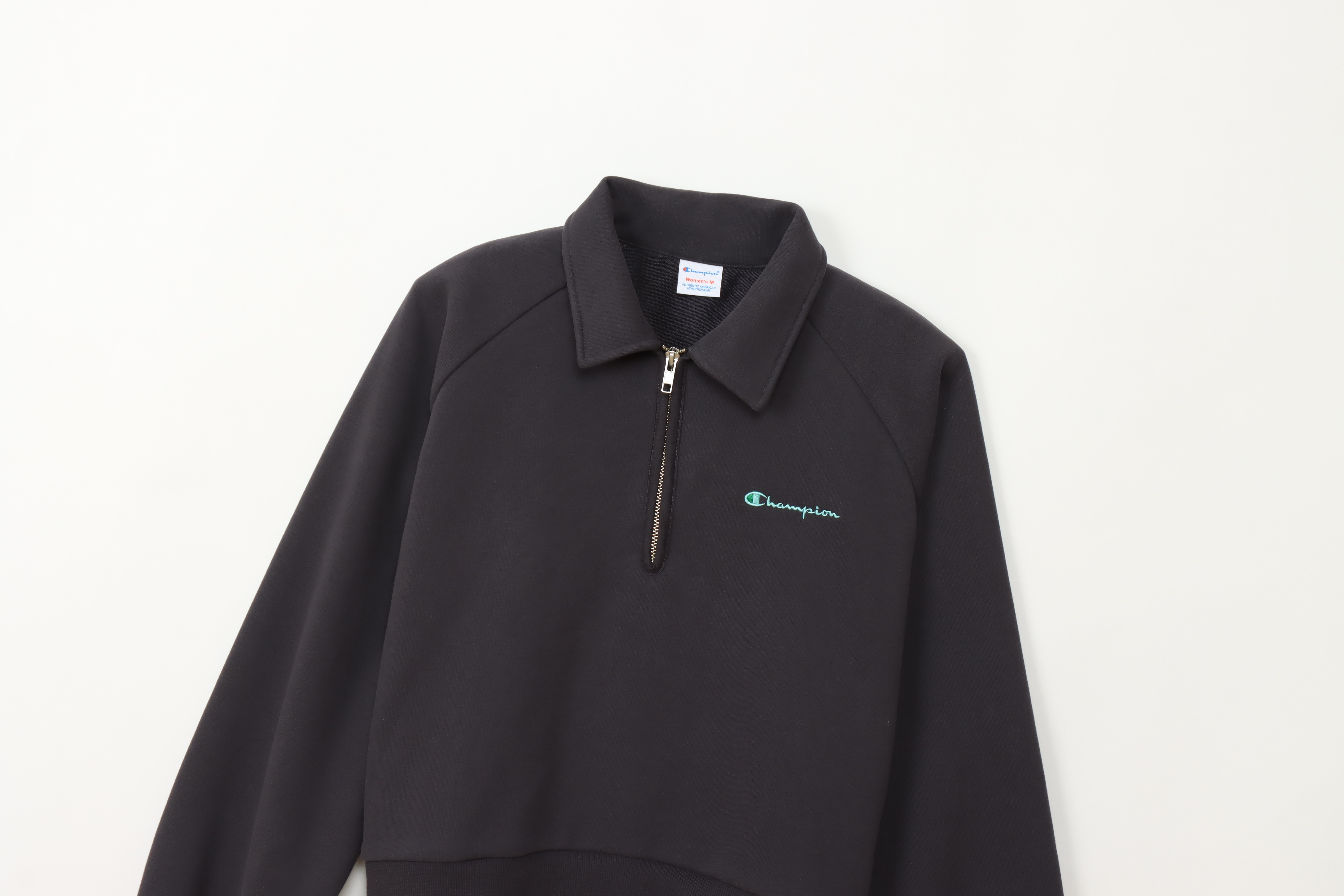 女款-CASUAL寬鬆毛圈布半開襟衛衣-黑色（CW-A009-055）