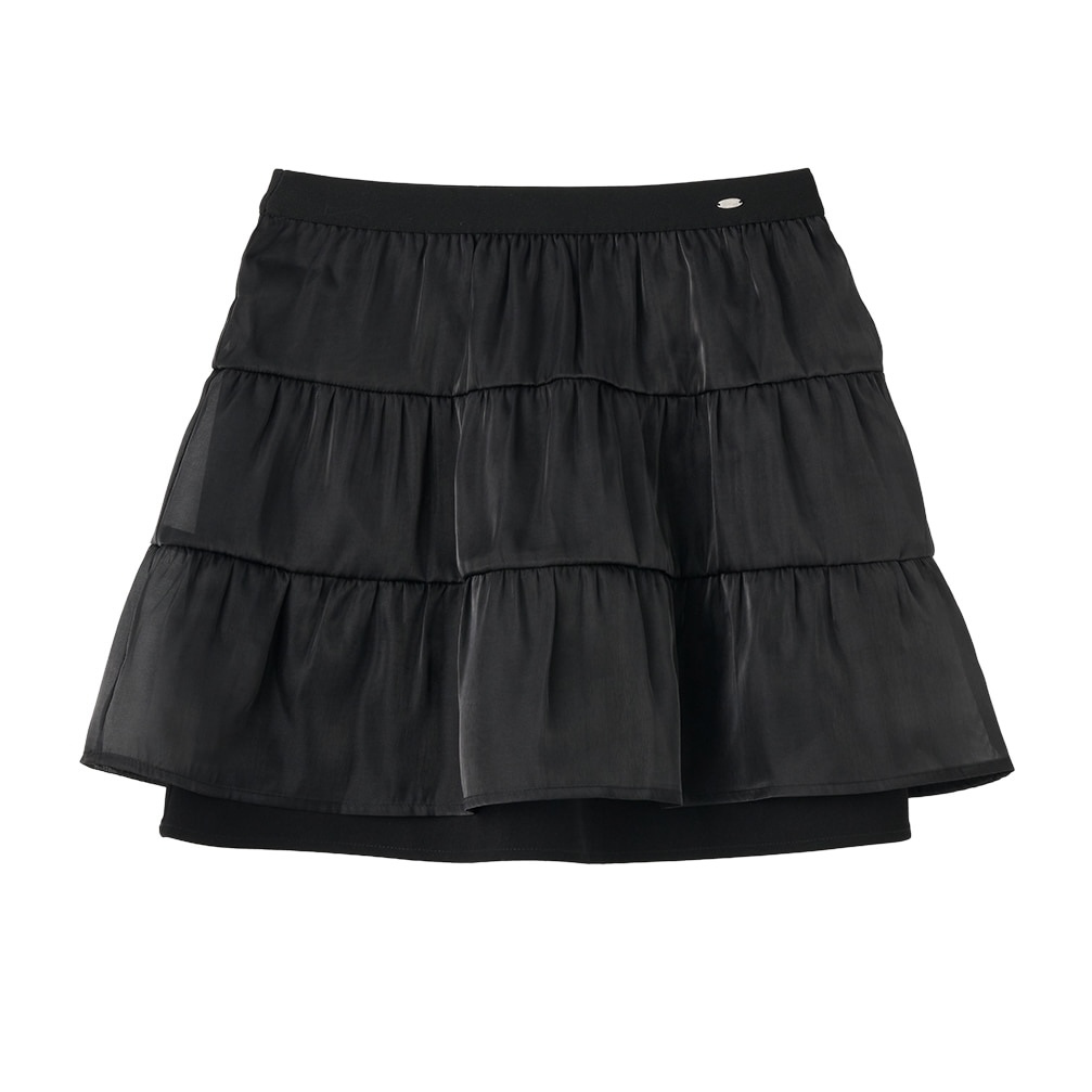 [GENERAL IDEA] GLOSSY LAYERED SHIRRING SKIRT