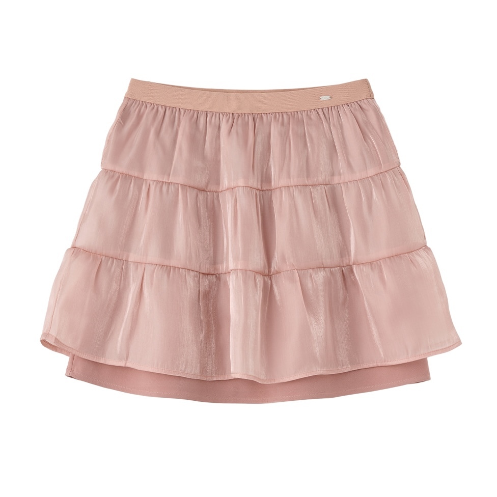 [GENERAL IDEA] GLOSSY LAYERED SHIRRING SKIRT