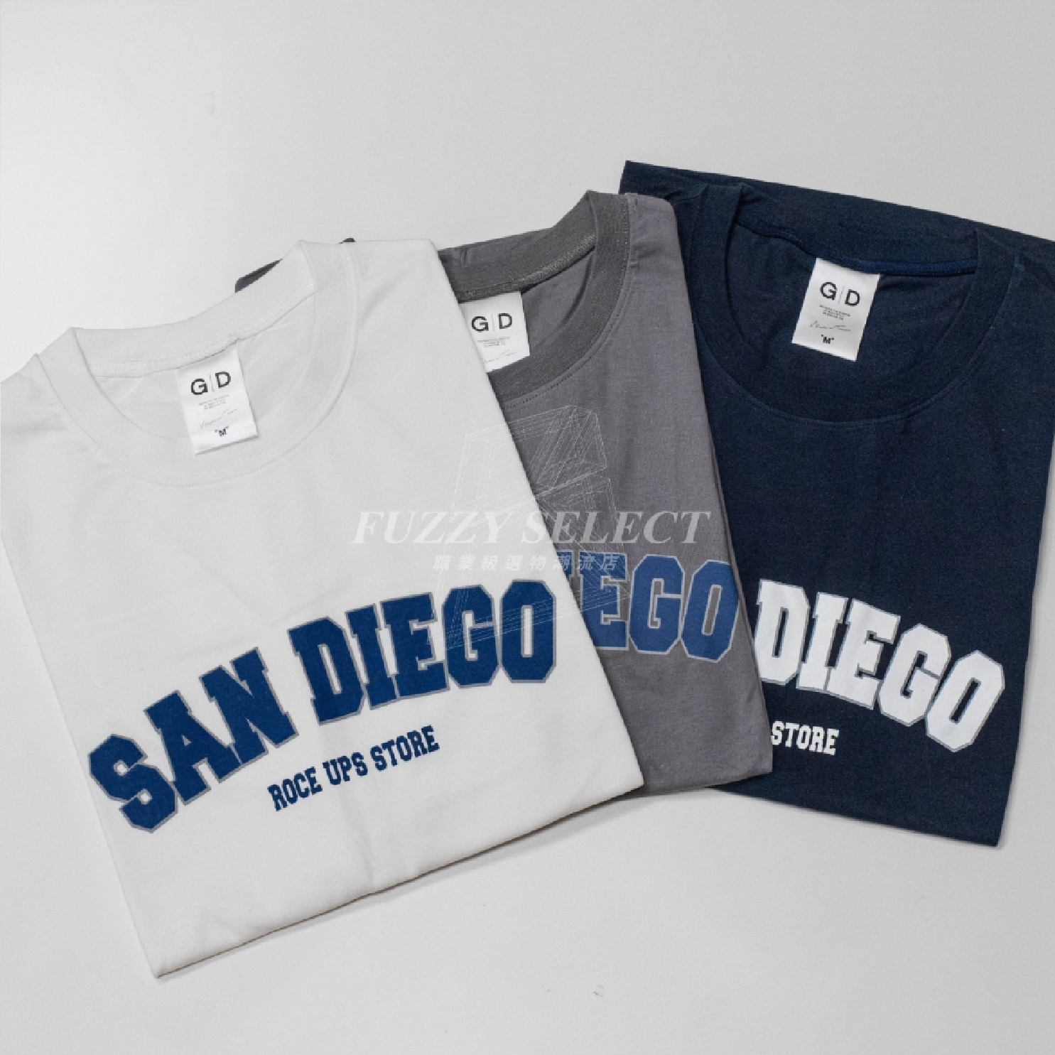 【逢甲FUZZY】Sandiego Tee 潮流 日常 美式 圖案 Logo 聖地牙哥 短T 短Tee 白 水泥灰 深藍