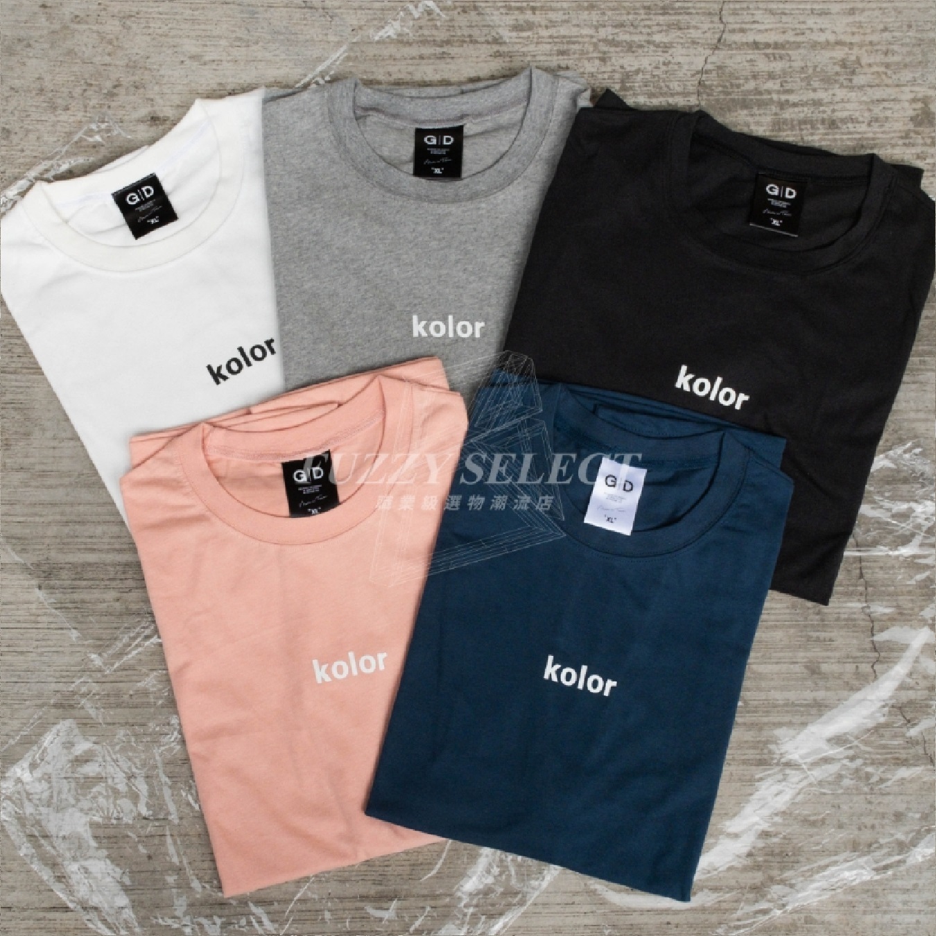 【逢甲 FUZZY】Kolor Tee 潮流 日常 美式 圖案 字母 Logo 短T 短Tee 黑 白 麻灰 珊瑚粉 藍