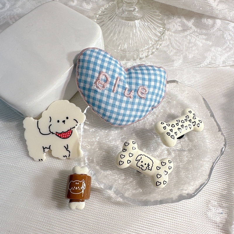 《91560》blue愛心與狗狗鞋扣(5個)