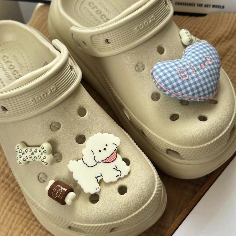 《91560》blue愛心與狗狗鞋扣(5個)