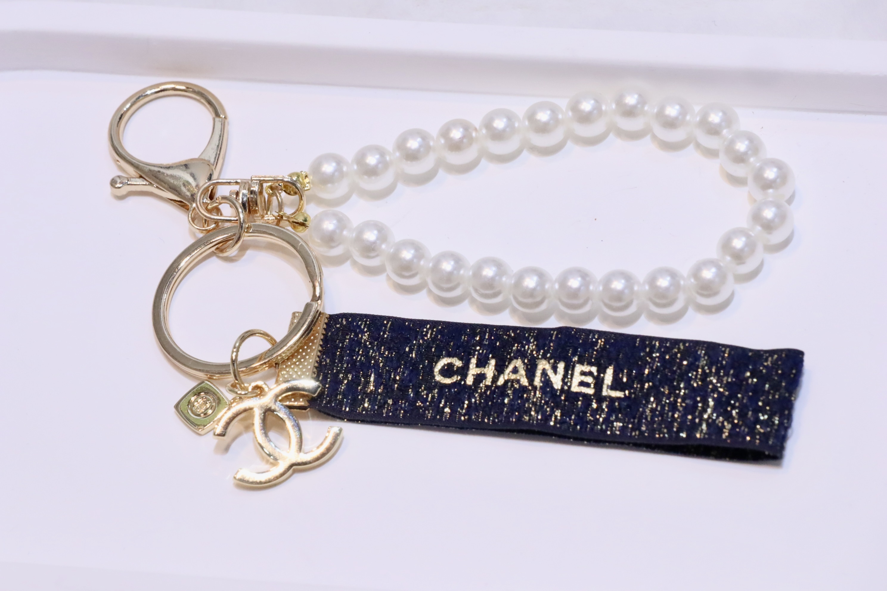Chanel handmade 牛仔色鎖匙扣💙