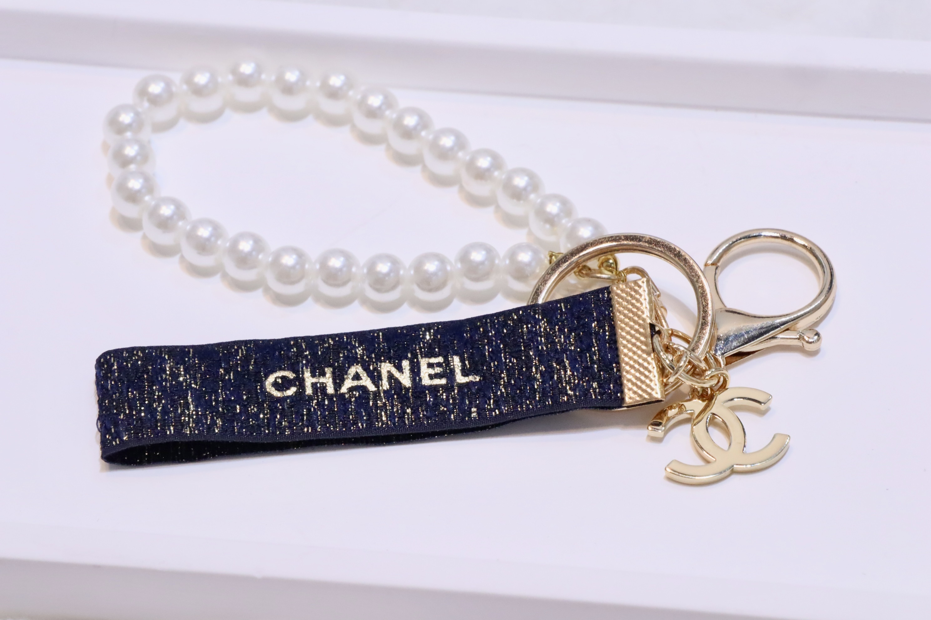 Chanel handmade 牛仔色鎖匙扣💙