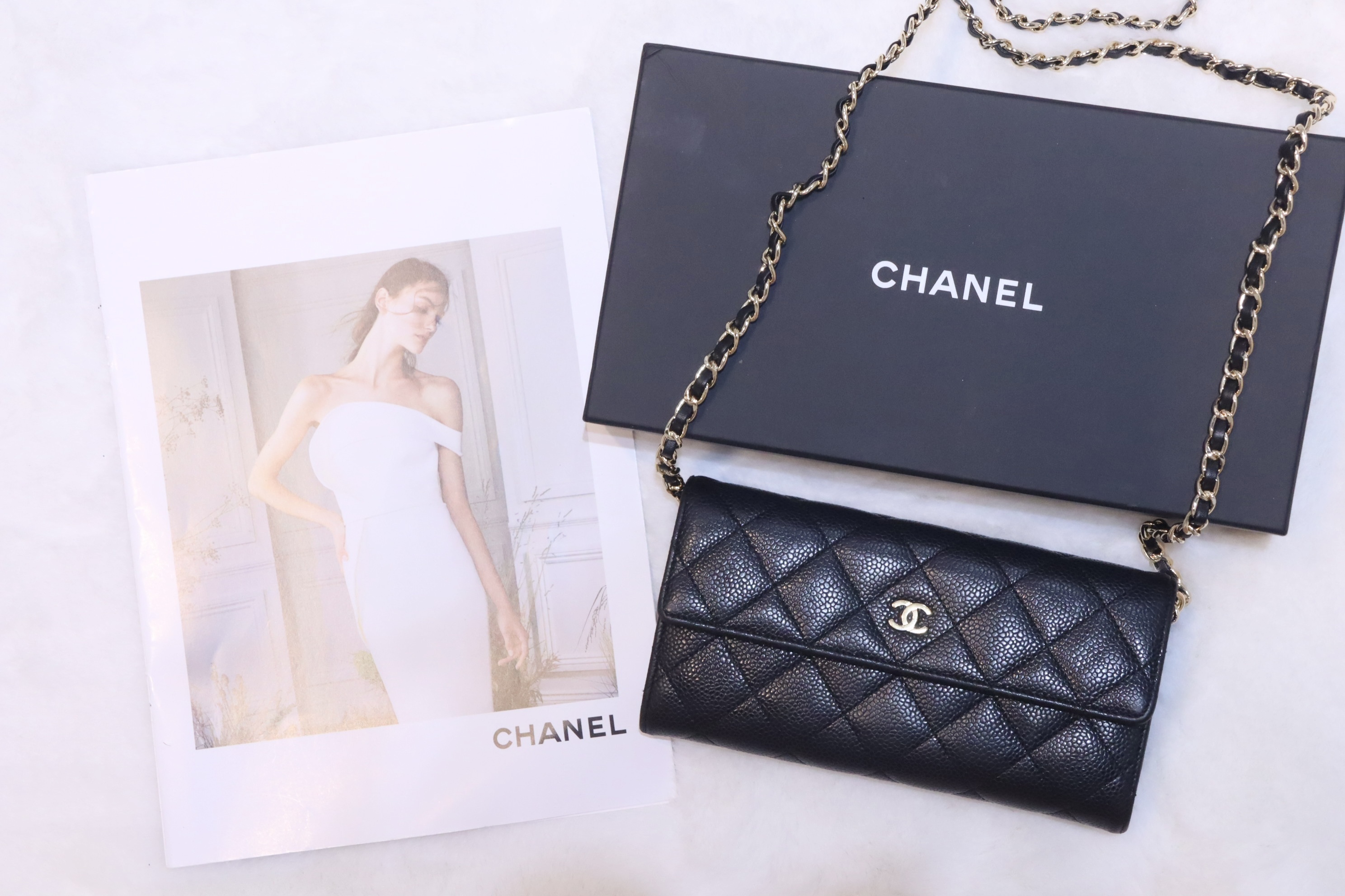 Chanel黑金 魚子醬wallet🖤送Chain🥰