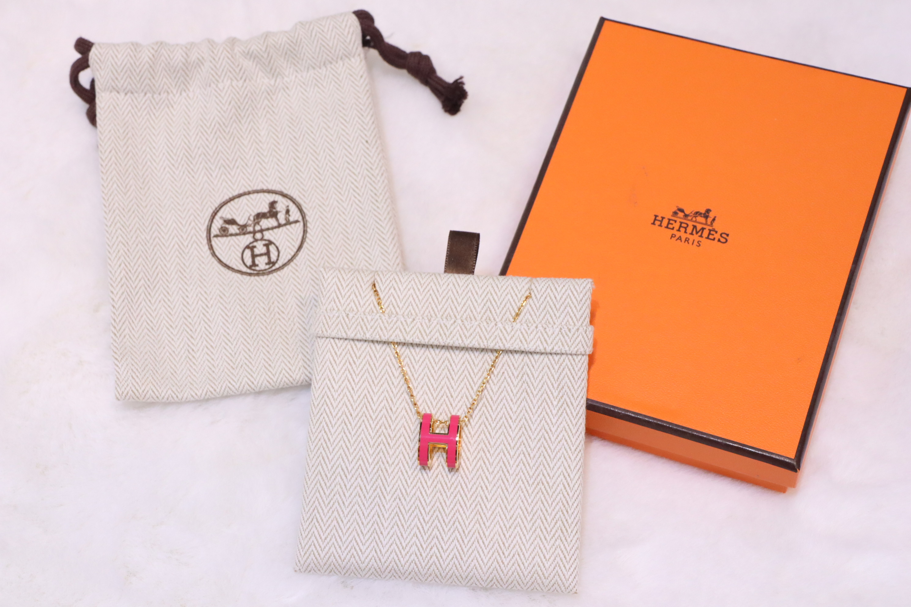 大熱Hermes 大Pop H 桃粉金頸鏈🩷