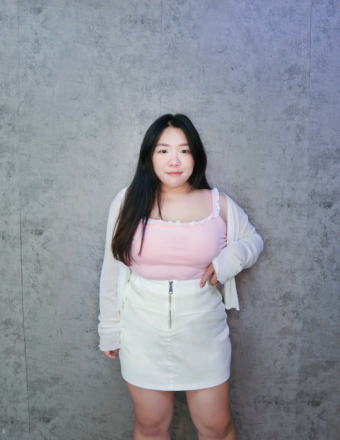 坑條刺繡蕾絲邊小可愛