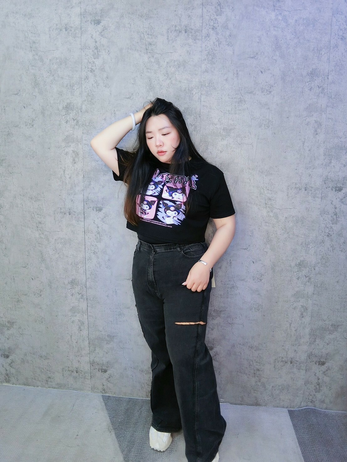 🇰🇷韓國抽鬚牛仔寬褲*有彈*