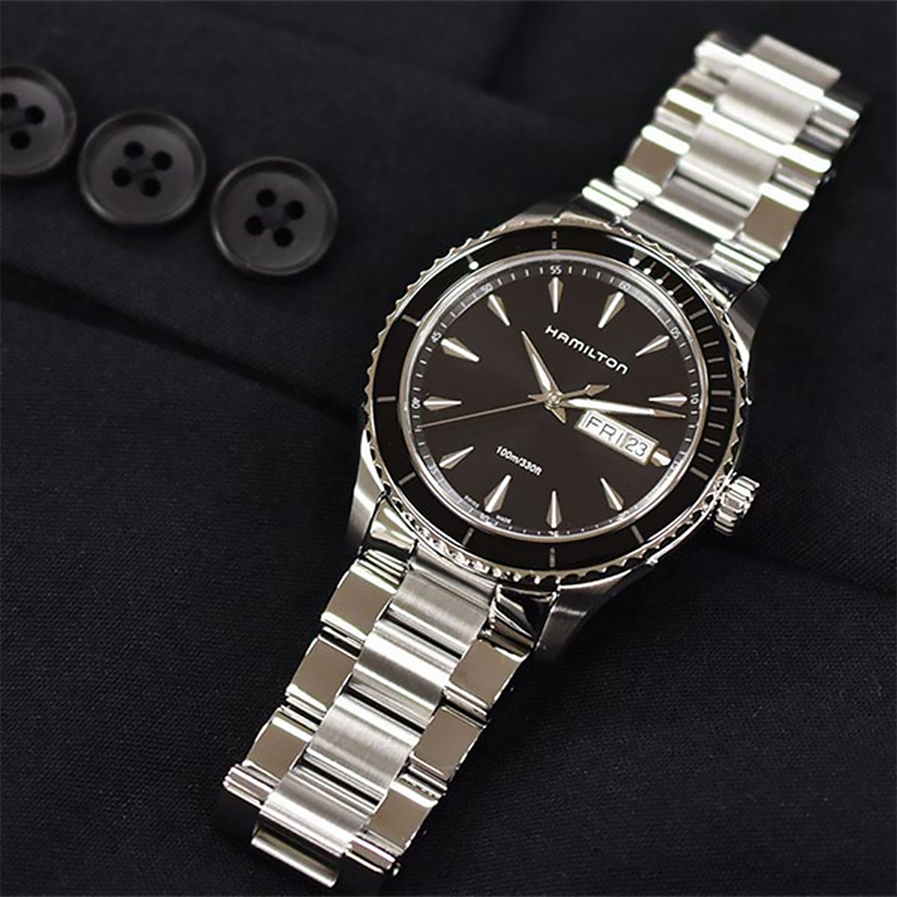 【Hamilton 漢米爾頓】SEAVIEW DAY DATE QUARTZ爵士系列 H37511131 日期顯示 夜光指針 石英 腕錶