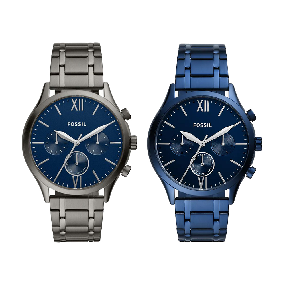 【FOSSIL】BQ2401/BQ2403 三眼 計時 經典 雅仕 羅馬數字 不鏽鋼 石英錶
