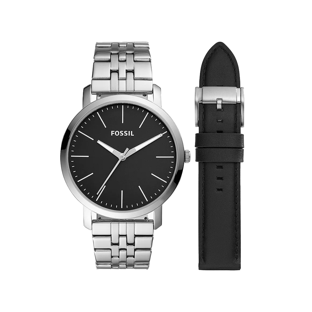 【FOSSIL】BQ2366 經典 雅仕 數字 不鏽鋼 石英錶 附黑皮帶