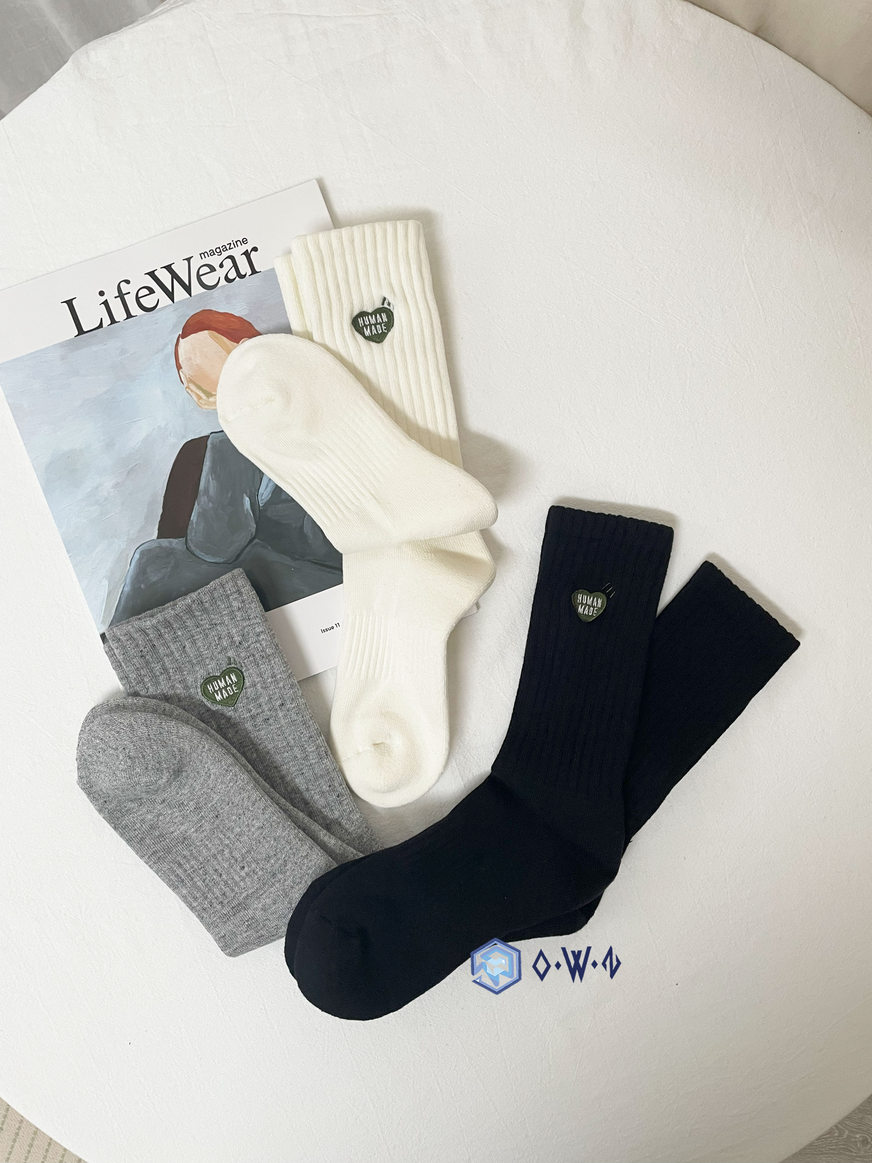 【OWN】HUMAN MADE 厚款 中長襪 長襪 小腿襪 愛心 經典款 熱門 新品 不分男女 灰色 黑色 米色 HM28GD064