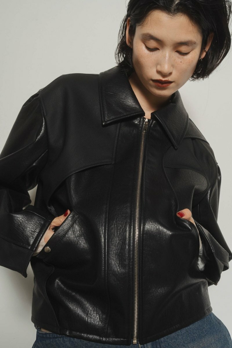 ジャケット・アウター knuthmarf layered motorcycle coat black layered motorcycle coat knuthmarf black